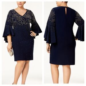 Betsy & Adam Embellished Bell-Sleeve Dress Size 20W